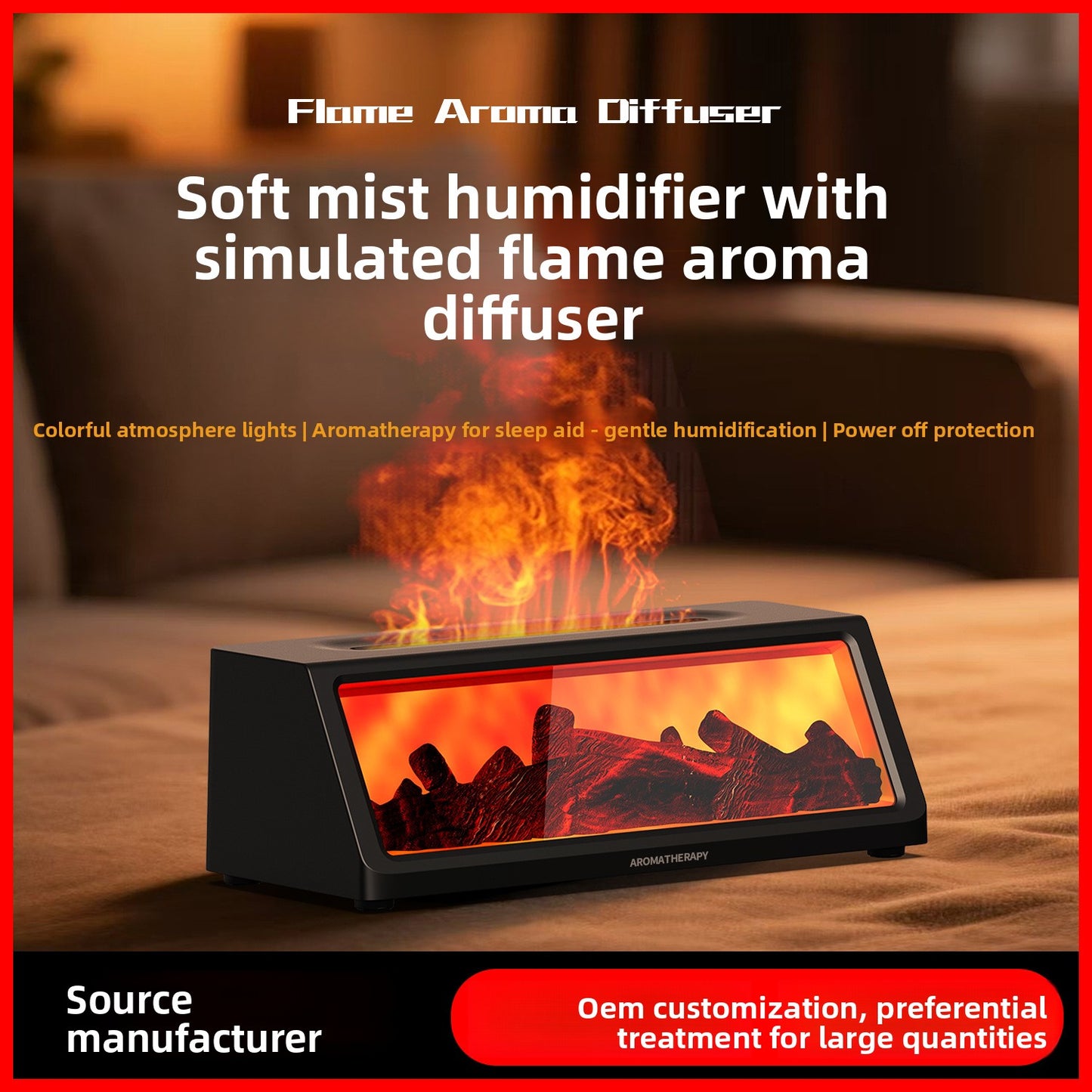 Luxury USB Flame Aroma Diffuser with Humidifier