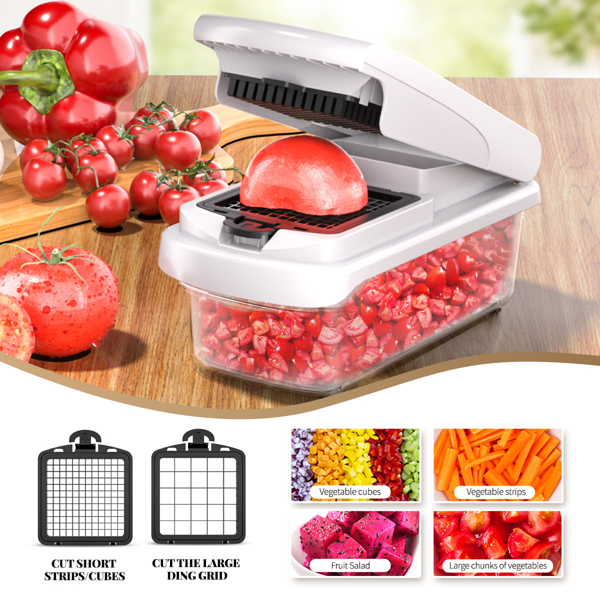 Multi-Functional Vegetable Slicer & Dicer – 15-in-1 Premium Kitchen Food Chopper, Mandoline Slicer, and Cheese Grater