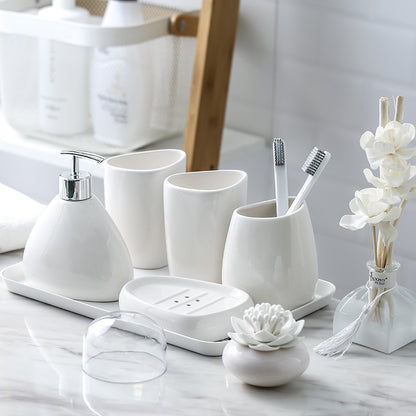 White porcelain bathroom toiletries