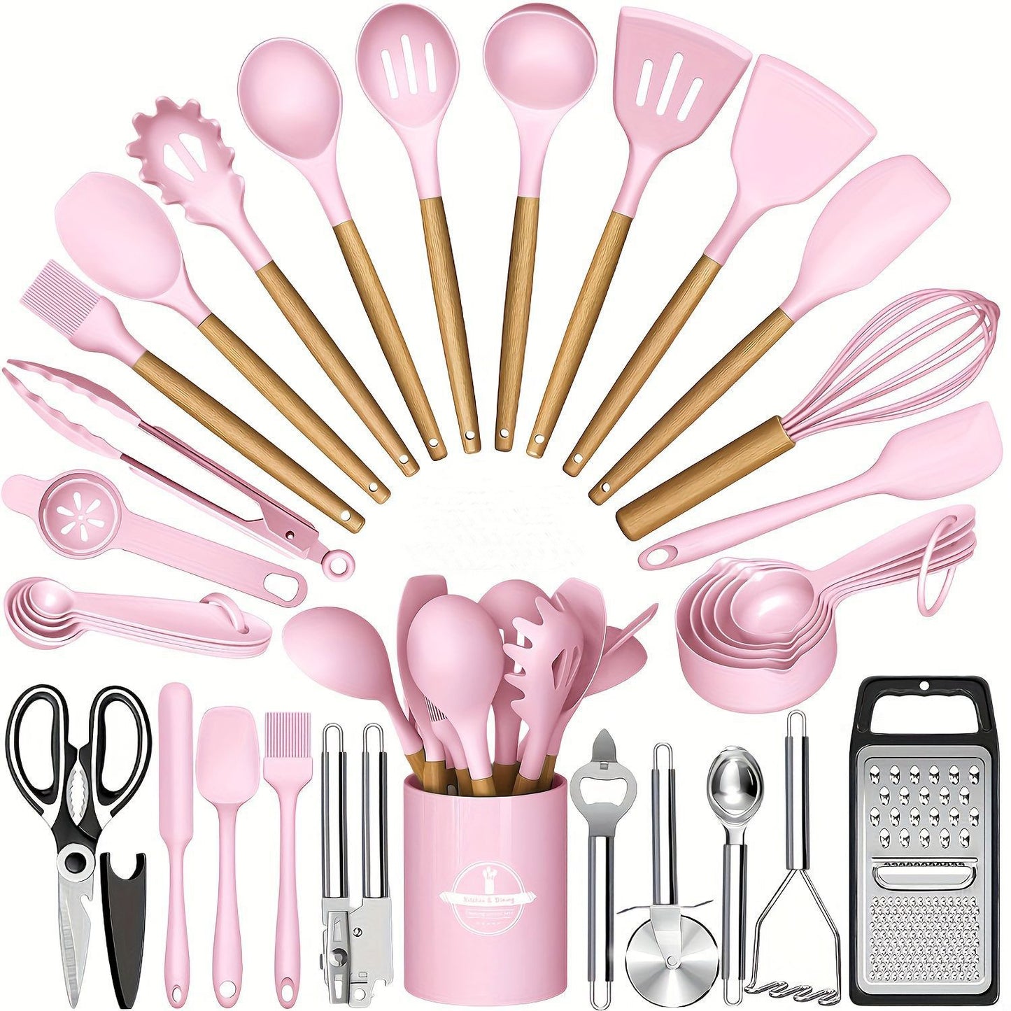 Wooden Handle Silicone Kitchen Tool Set