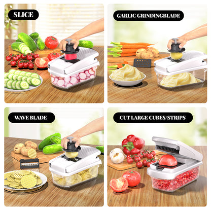Multi-Functional Vegetable Slicer & Dicer – 15-in-1 Premium Kitchen Food Chopper, Mandoline Slicer, and Cheese Grater