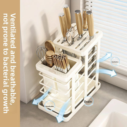 Multifunctional Kitchen Knife Holder with Chopstick Storage