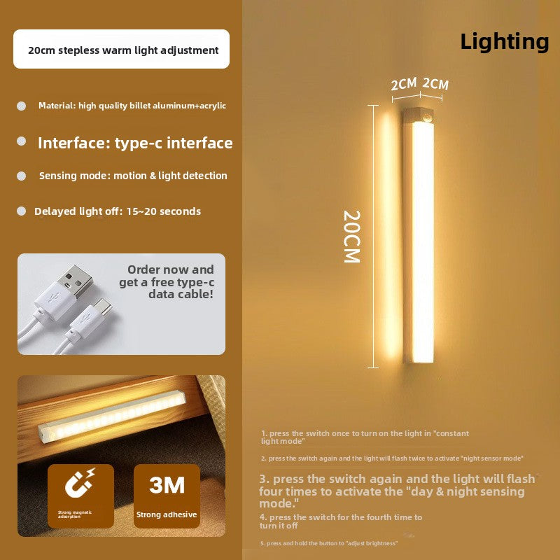 USB Rechargeable LED Motion Sensor Light Bar for Cabinets