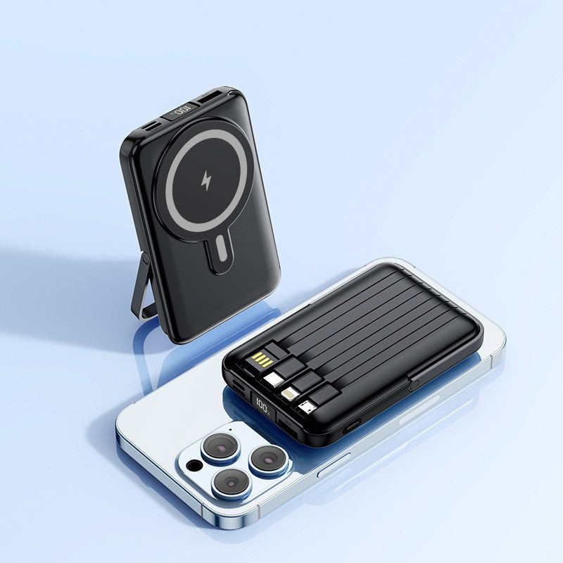 Magsafe Magnetic Wireless Power Bank with Built-in Cables