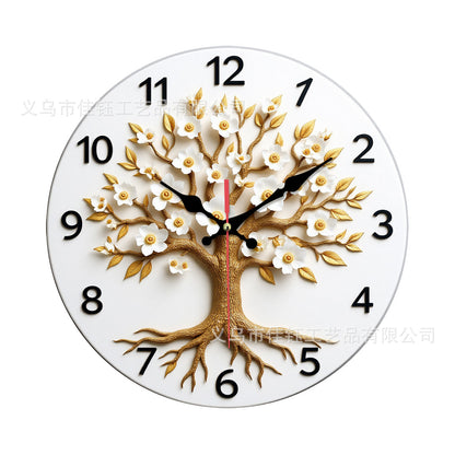 Luxurious Cross-Border Hot-Selling Clocks, European-Style Creative Wooden Wall-Mounted Clocks, Foreign Trade Living Room, Bedroom, Home Decoration