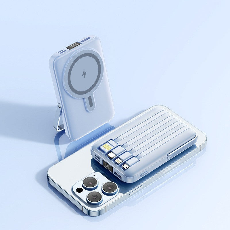 Magsafe Magnetic Wireless Power Bank with Built-in Cables