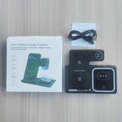 3-in-1 Foldable Wireless Charging Station – Fast Charger Dock for iPhone, Apple Watch & AirPods