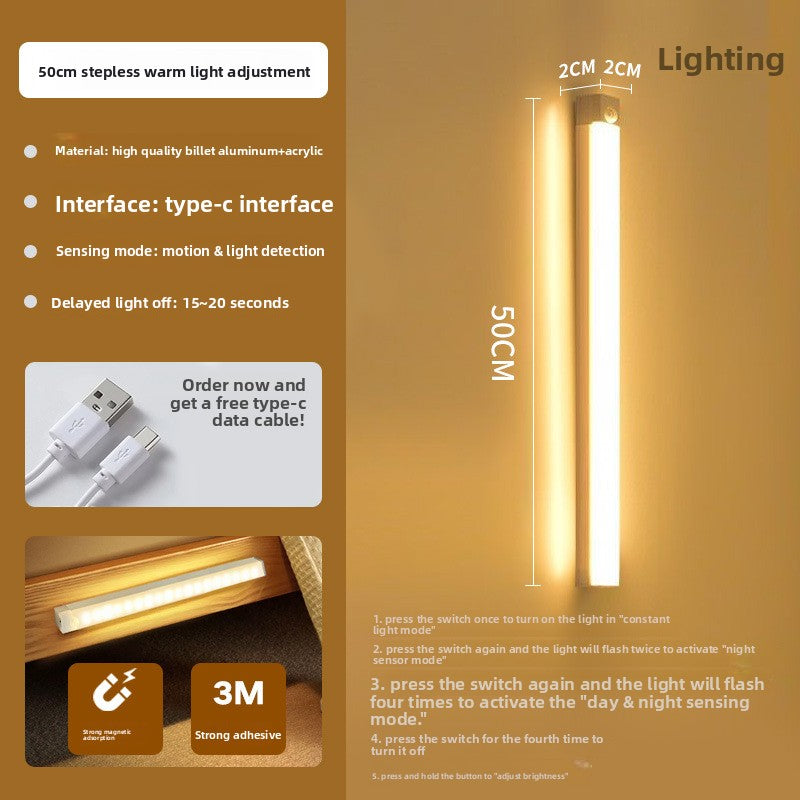 USB Rechargeable LED Motion Sensor Light Bar for Cabinets