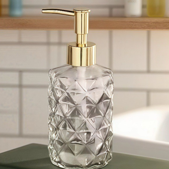 Glass pump bottle lotion dispenser