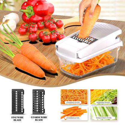 Multi-Functional Vegetable Slicer & Dicer – 15-in-1 Premium Kitchen Food Chopper, Mandoline Slicer, and Cheese Grater