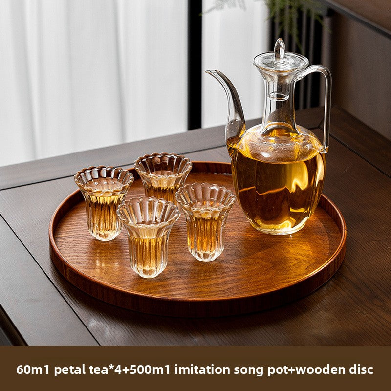 Traditional Chinese Glass Teapot with Flower Tea Cups