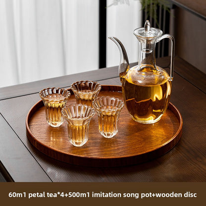 Traditional Chinese Glass Teapot with Flower Tea Cups