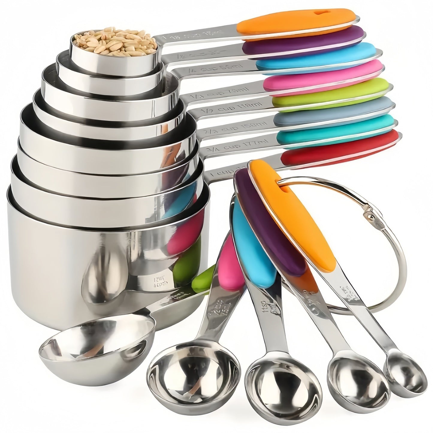 Silicone Handle Measuring Cups Spoons Set