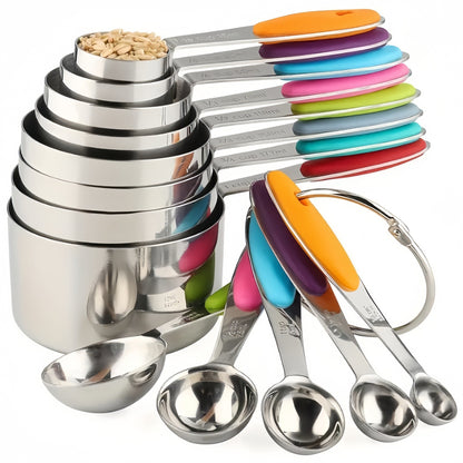 Silicone Handle Measuring Cups Spoons Set