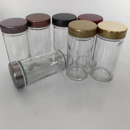 Rotating Stainless Steel Spice Rack with Glass Bottles