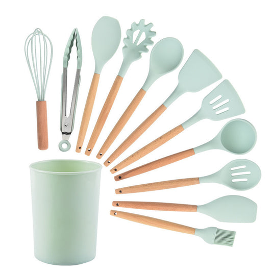 Everyday B&D 12-Piece Silicone Kitchen Utensils with Wooden Handles