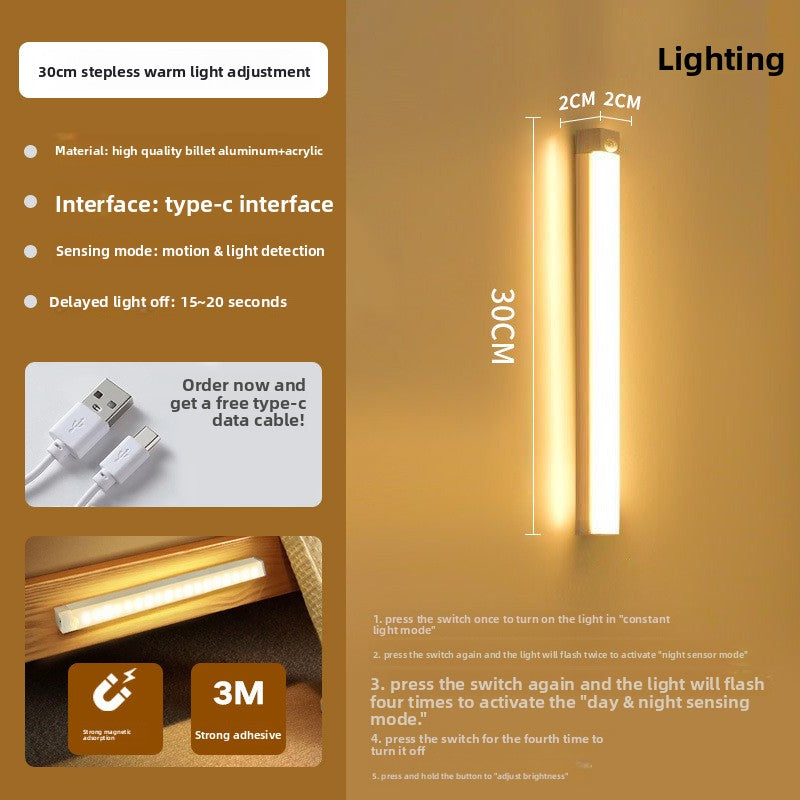 USB Rechargeable LED Motion Sensor Light Bar for Cabinets