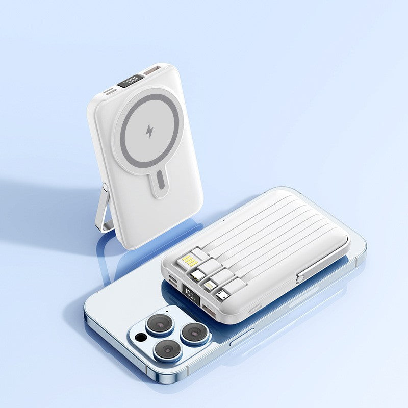 Magsafe Magnetic Wireless Power Bank with Built-in Cables