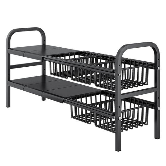 Everyday B&D Kitchen Storage Rack, Extendable Cabinet Pot Storage Shelf, Under-Sink Storage Cabinet Organizer