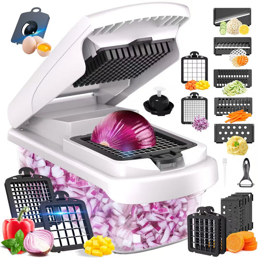 Multi-Functional Vegetable Slicer & Dicer – 15-in-1 Premium Kitchen Food Chopper, Mandoline Slicer, and Cheese Grater