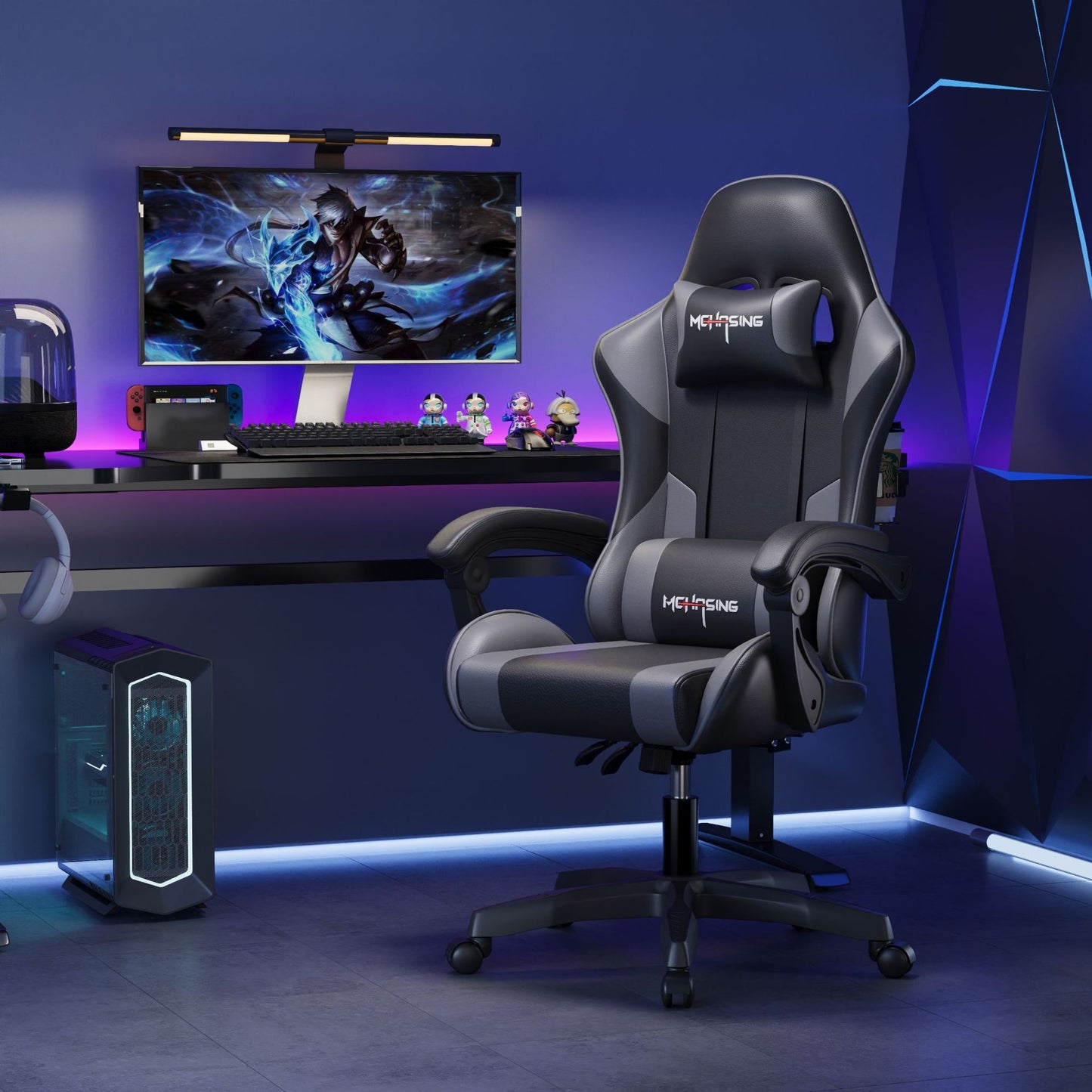 Ergonomic PU Leather Swivel Gaming Chair