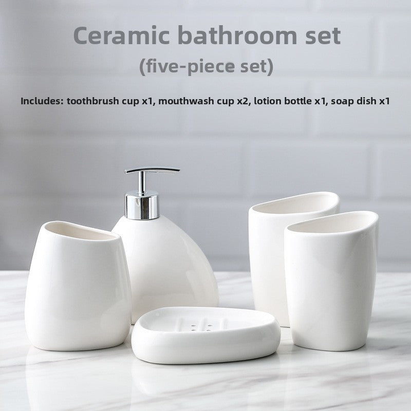 White porcelain bathroom toiletries