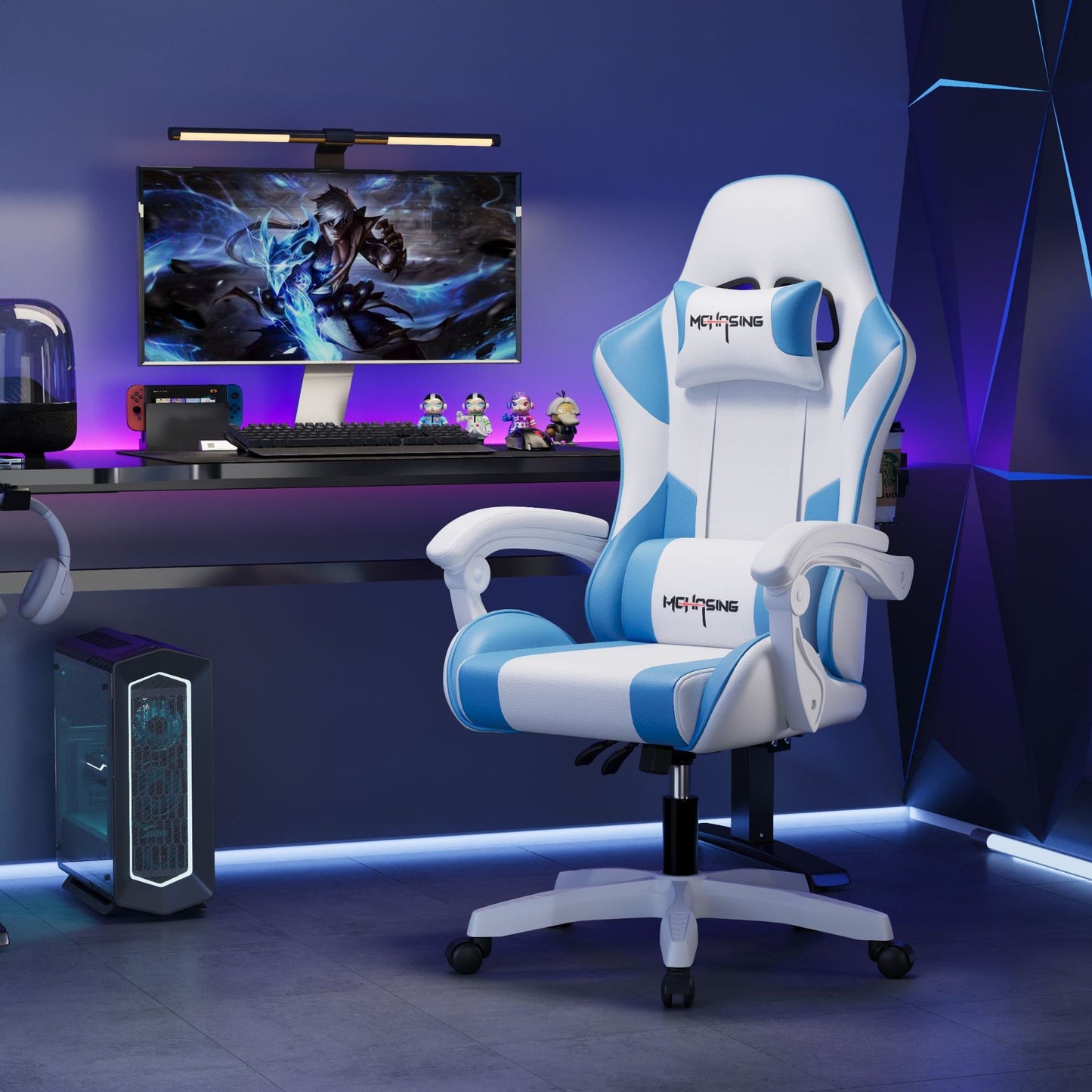 Ergonomic PU Leather Swivel Gaming Chair