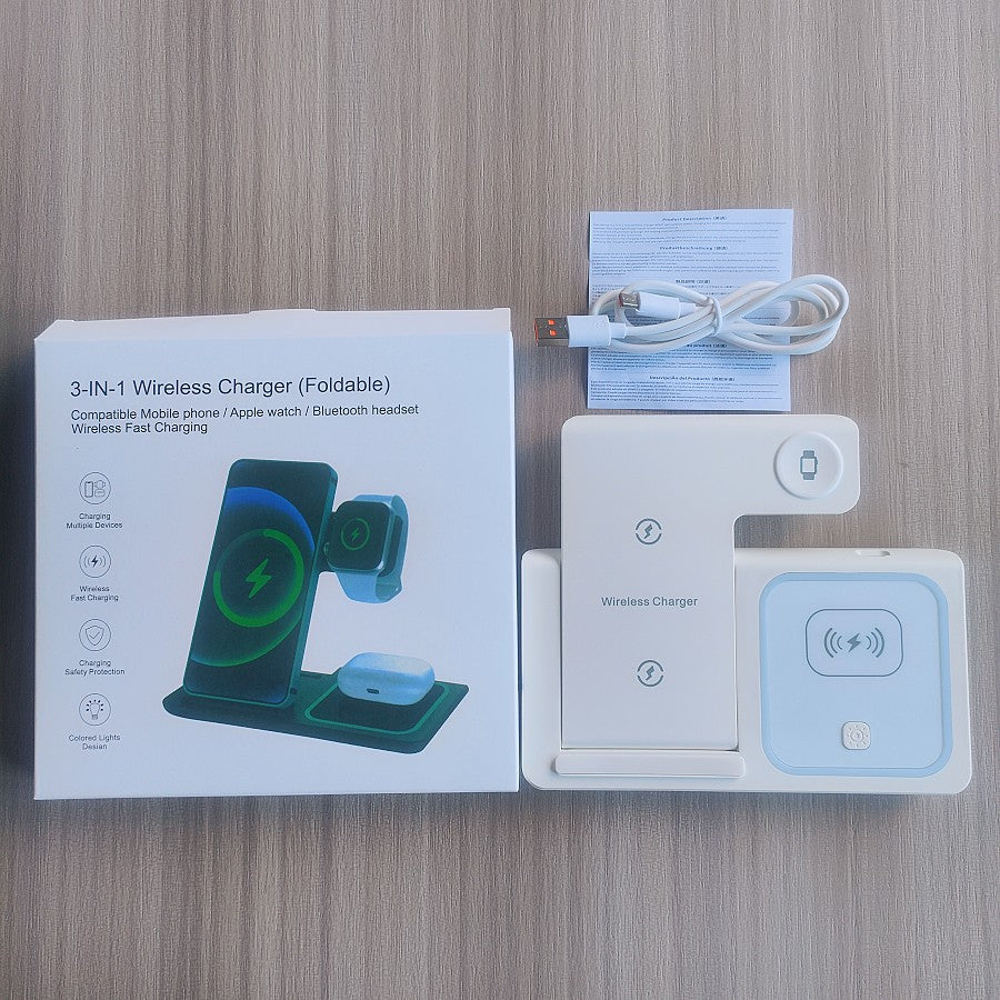 3-in-1 Foldable Wireless Charging Station – Fast Charger Dock for iPhone, Apple Watch & AirPods