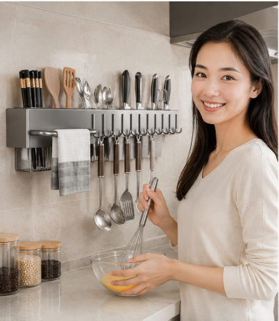 Stainless Steel Wall Mounted Knife and Utensil Holder