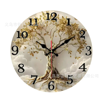 Luxurious Cross-Border Hot-Selling Clocks, European-Style Creative Wooden Wall-Mounted Clocks, Foreign Trade Living Room, Bedroom, Home Decoration