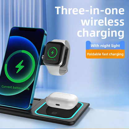 3-in-1 Foldable Wireless Charging Station – Fast Charger Dock for iPhone, Apple Watch & AirPods