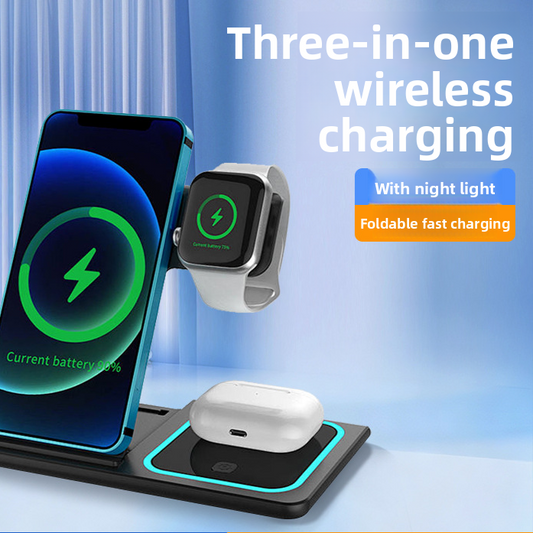 3-in-1 Foldable Wireless Charging Station – Fast Charger Dock for iPhone, Apple Watch & AirPods