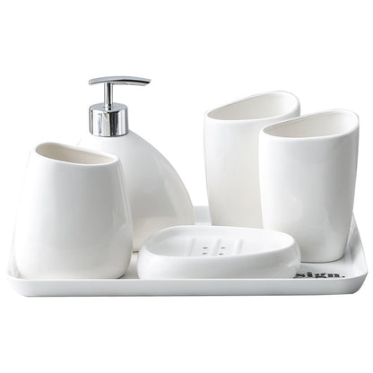 White porcelain bathroom toiletries