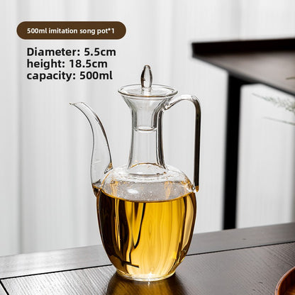 Traditional Chinese Glass Teapot with Flower Tea Cups