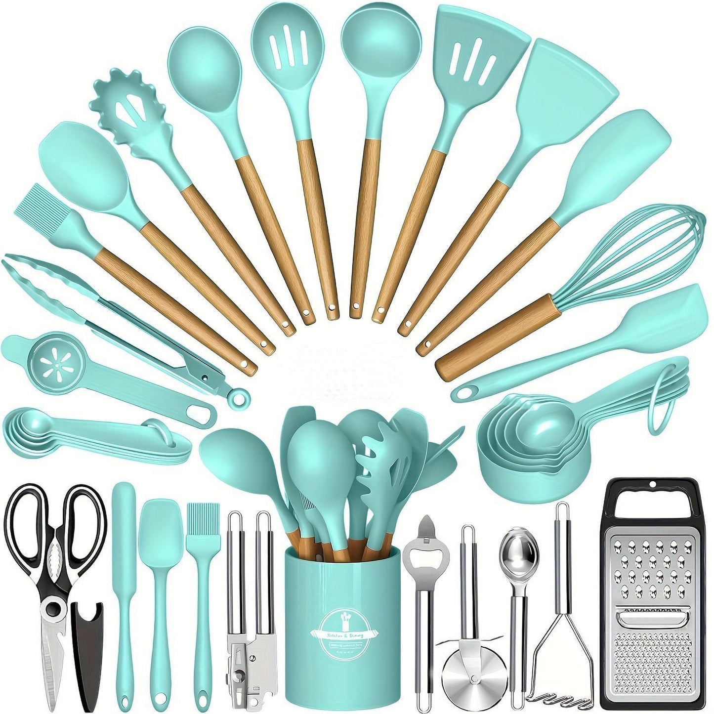 Wooden Handle Silicone Kitchen Tool Set