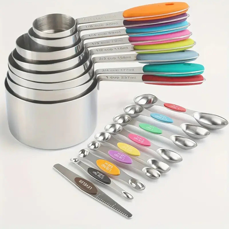 Silicone Handle Measuring Cups Spoons Set