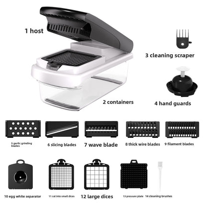 Multi-Functional Vegetable Slicer & Dicer – 15-in-1 Premium Kitchen Food Chopper, Mandoline Slicer, and Cheese Grater