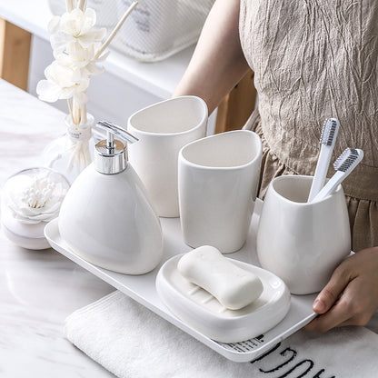 White porcelain bathroom toiletries
