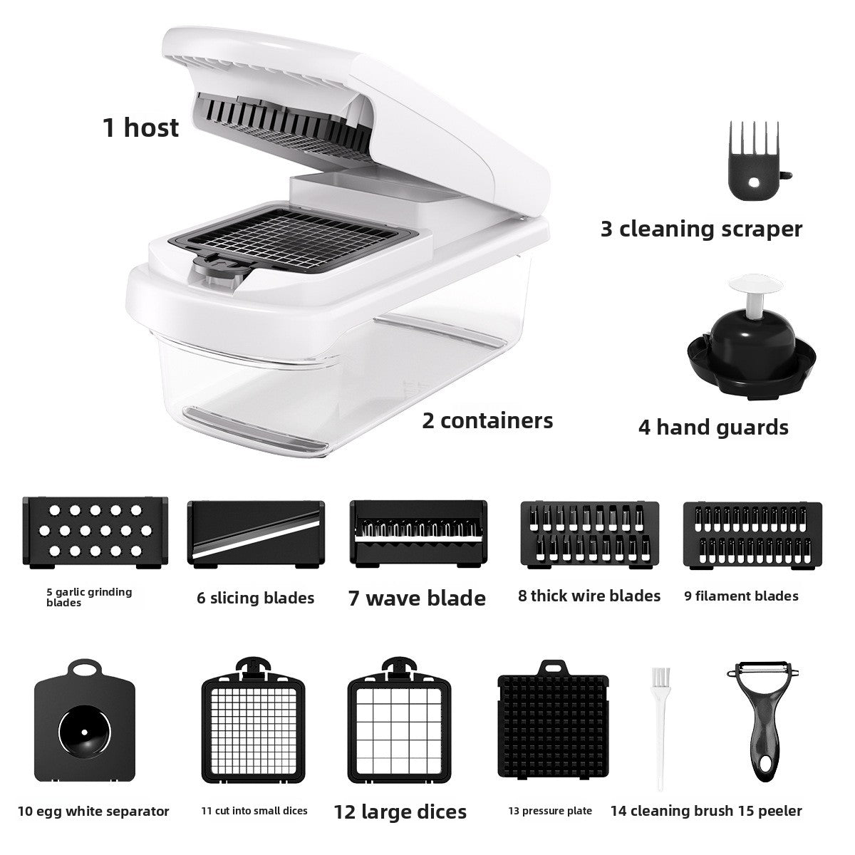 Multi-Functional Vegetable Slicer & Dicer – 15-in-1 Premium Kitchen Food Chopper, Mandoline Slicer, and Cheese Grater