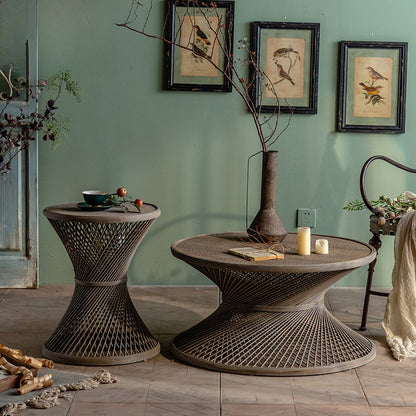 Japanese Style Rattan Round Coffee Table