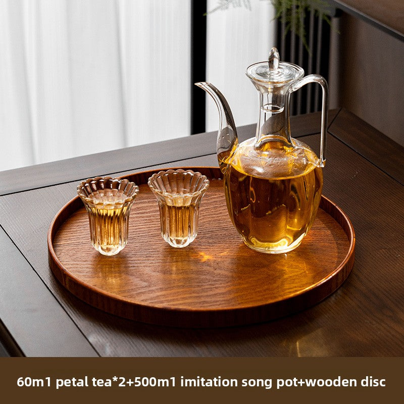 Traditional Chinese Glass Teapot with Flower Tea Cups
