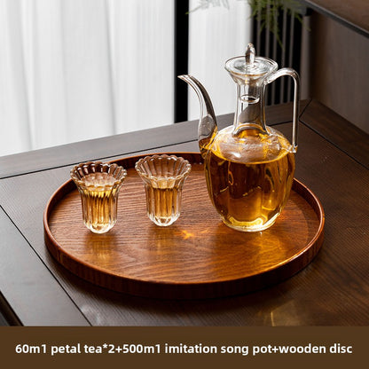 Traditional Chinese Glass Teapot with Flower Tea Cups
