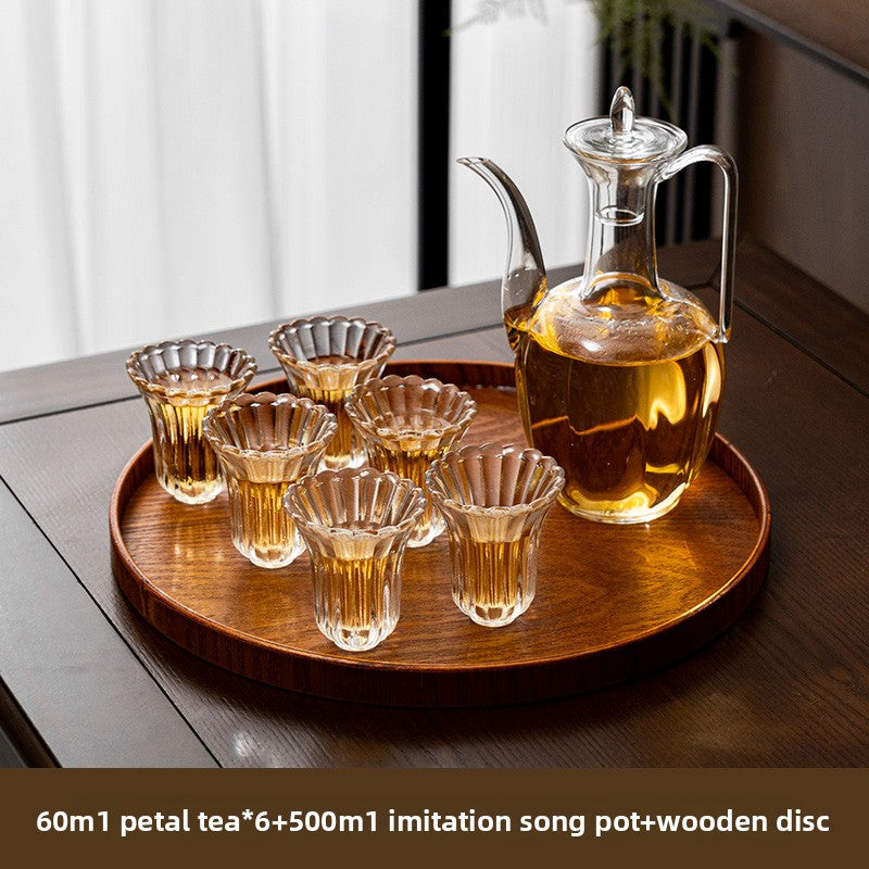Traditional Chinese Glass Teapot with Flower Tea Cups