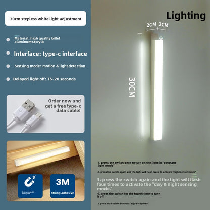 USB Rechargeable LED Motion Sensor Light Bar for Cabinets
