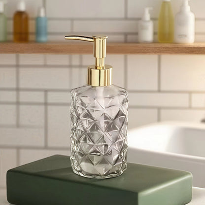 Glass pump bottle lotion dispenser