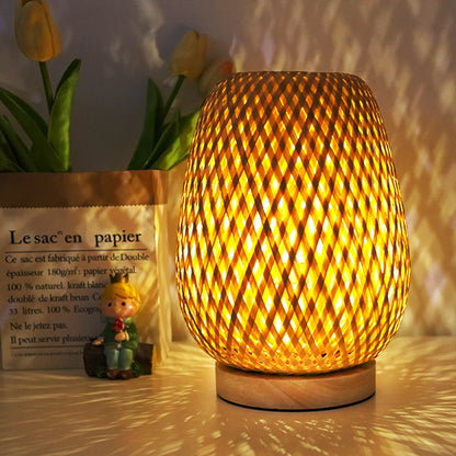 Bamboo Table Lamp with Double Lampshade