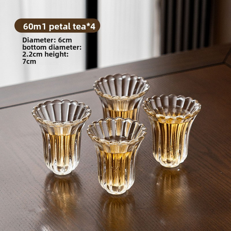 Traditional Chinese Glass Teapot with Flower Tea Cups