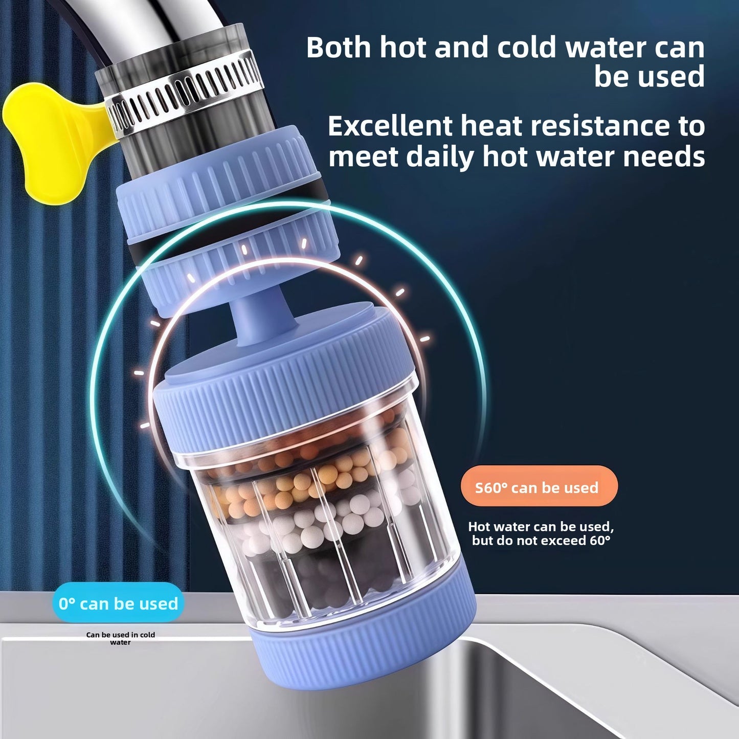 Kitchen Faucet Filter Extender Household Tap Water Purifier Anti-Splash Head Filter Purifier Artifact