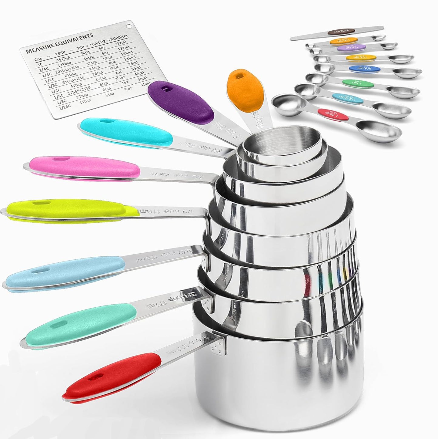 Silicone Handle Measuring Cups Spoons Set
